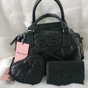Juicy Couture Brighter Than A Diamond Satchel with Wallet and Heart Zipper Pouch